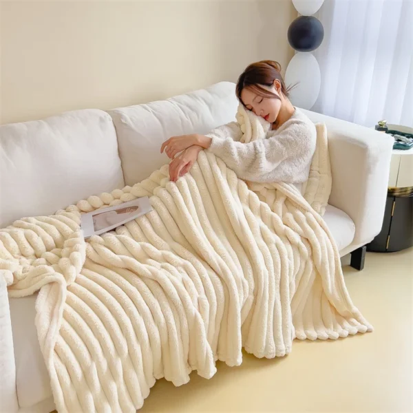 Luxury Faux Rabbit Fur Throw Blanket