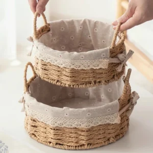 Set of 2 Wicker Shelf Storage Basket
